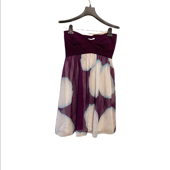 Diane Von Furstenberg Asti Silk Plum Floral Strapless Empire Waist Flowy Dress - Picture 4 of 9